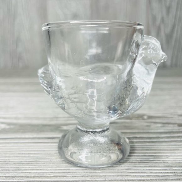 Vintage clear Glass Hen Chicken Egg Cup Holder made in France 2.75 “ figurine - Picture 2 of 7